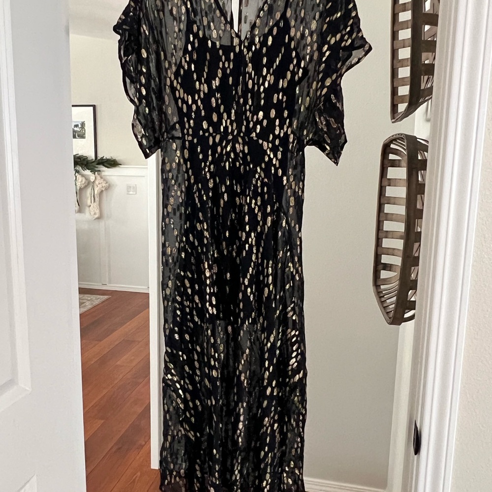 Vici Black and Gold Maxi Dress